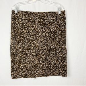 J Crew leopard print pencil skirt, size 12